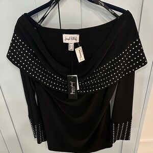 Joseph Ribkoff Black Blouse with Silver Studs